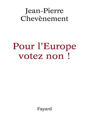cover image of Pour l'Europe votez non !